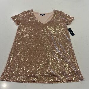 NWT! Lulus Light Up the Night Champagne Sequin Shift Dress